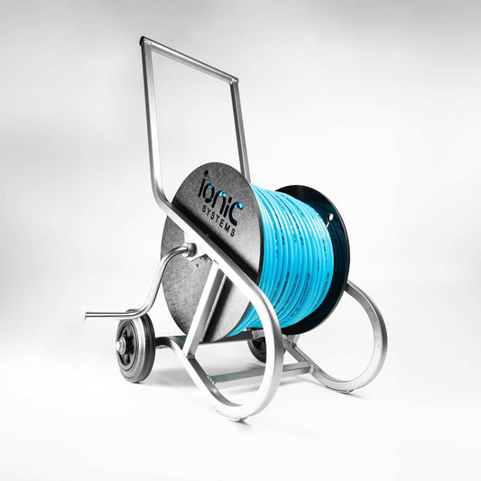 Ionic Stainless Steel Hose Reel with 100 meters of RX hose 8mm Blue