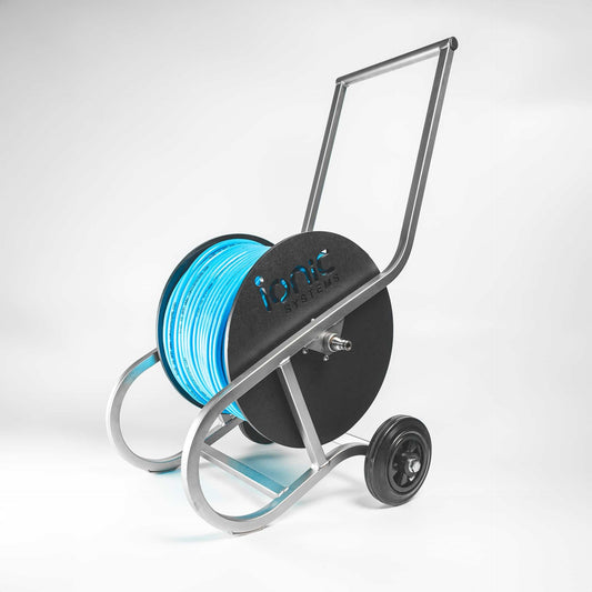 Ionic Stainless Steel Hose Reel with 100 meters of RX hose 8mm Blue